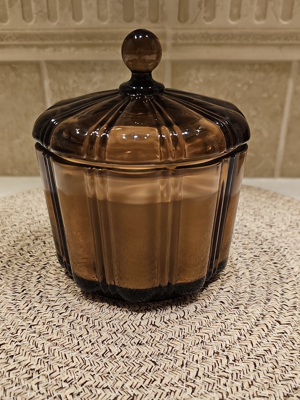 Hearth And Hand Fireside Spruce  2-Wick 12oz. Candle Amber Glass Jar W/Lid